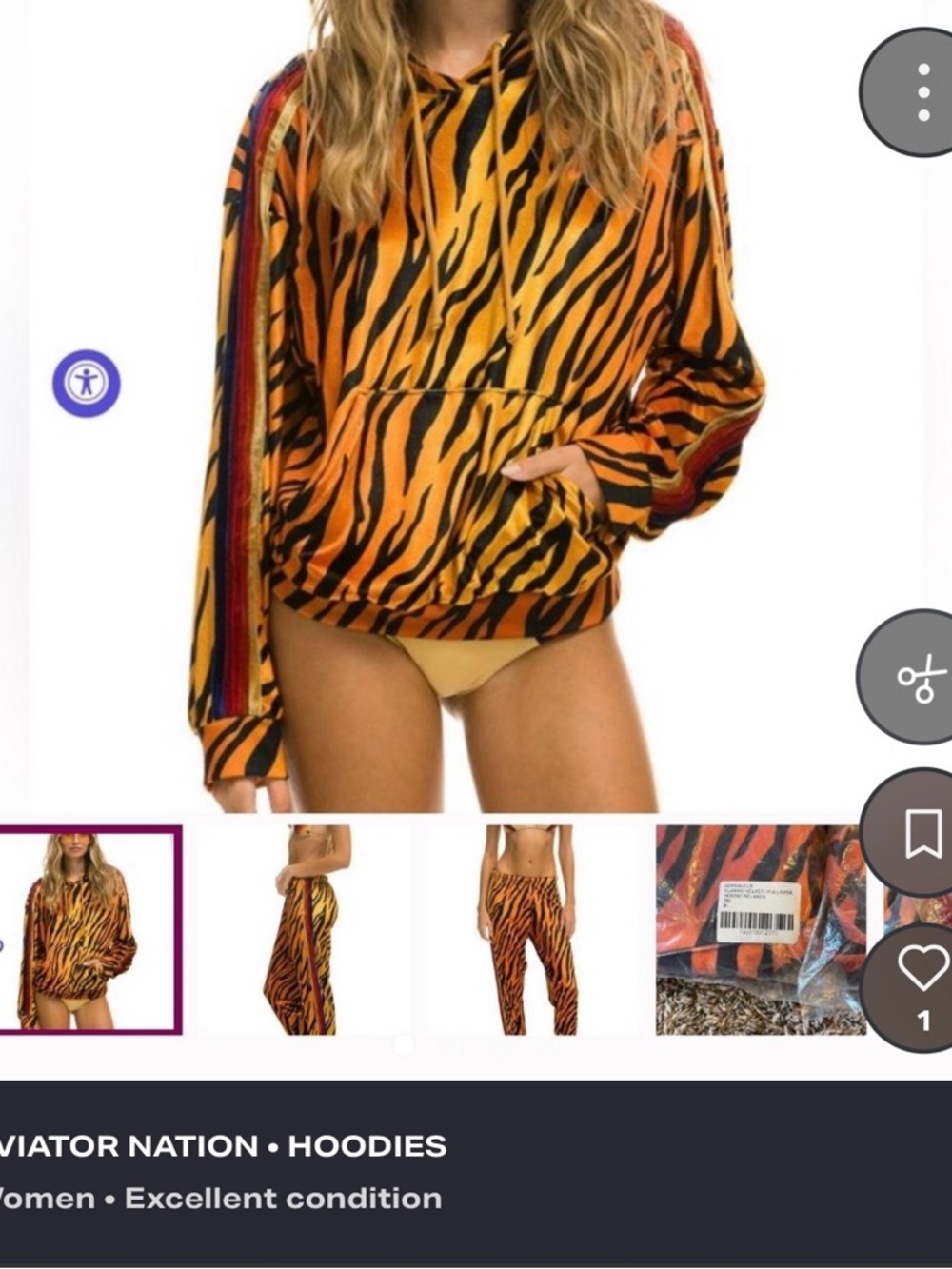 Aviator Nation Orange & Black Tiger-Stripe Pantsuit